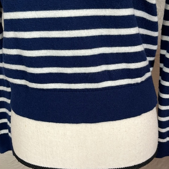 Talbots Gold Tinsel Whale Blue Striped Pullover Sweater - Picture 7 of 9